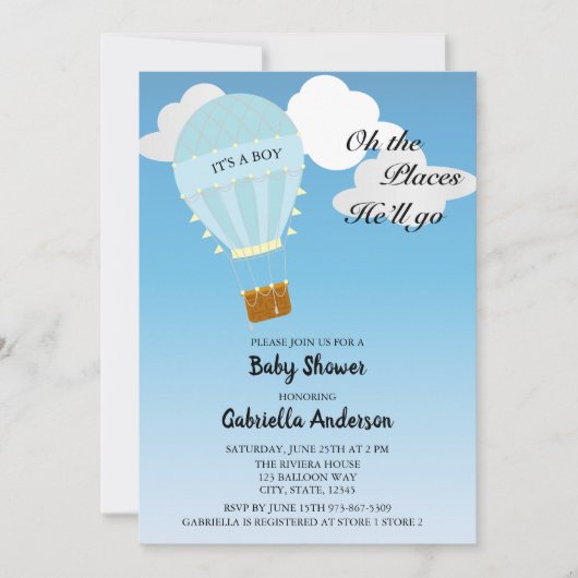 熱風船男の赤ちゃんシャワー招待状 招待状 (正面)