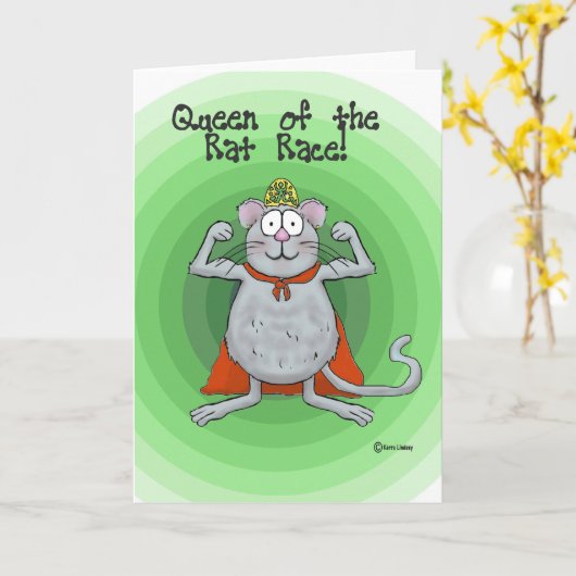 熾烈な競争の主任の日のおもしろいなユーモアの女王 カード (黄色い花)