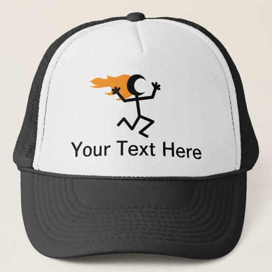 燃えさかる頭のステックマン キャップ (正面)