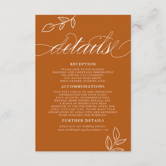 燃えたオミニマルレンジリーフQRコードの結婚詳細 エンクロージャーカード (正面)