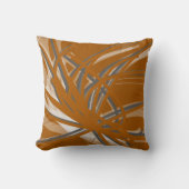 燃えたオレンジとグレーの芸術的抽象芸術リボン クッション (正面)