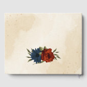 燃えたオレンジとネイビーブルーのフローラ結婚 ゲストブック (裏面)