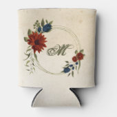 燃えたオレンジと海軍の花の緑結婚色 缶クーラー (正面)