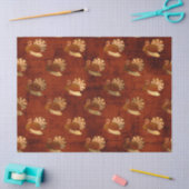 燃えたオレンジのデコパージュの秋の七面鳥 薄葉紙 (クラフト)