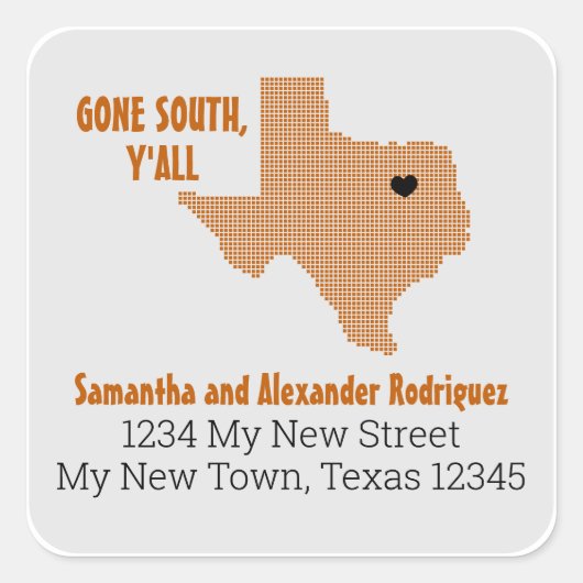 燃えたオレンジの南に行って、すべて移動 スクエアシール (正面)