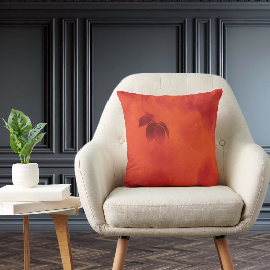 燃えたオレンジの柿の葉の秋 クッション