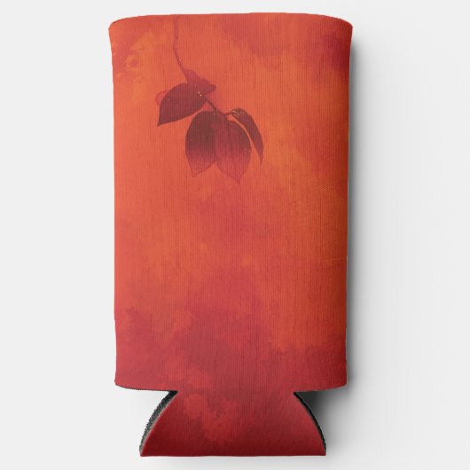 燃えたオレンジの柿の葉の秋 スリム缶クーラー (正面)