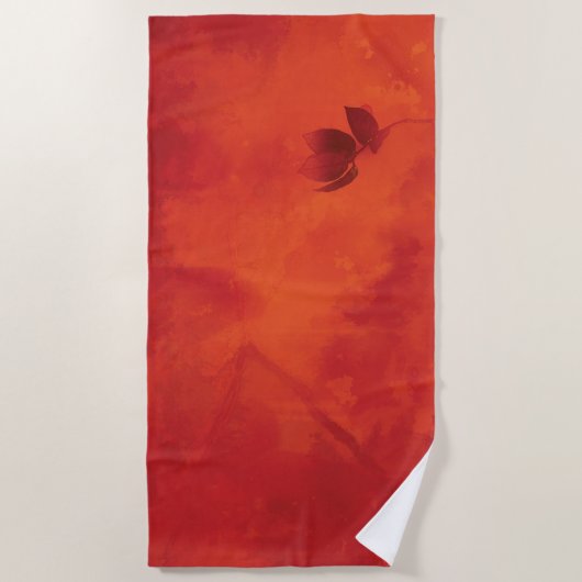 燃えたオレンジの柿の葉の秋 ビーチタオル (正面)