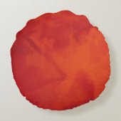 燃えたオレンジの柿の葉の秋 ラウンドクッション (裏面)