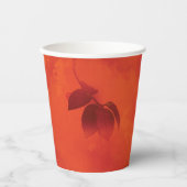燃えたオレンジの柿の葉の秋 紙コップ (正面)