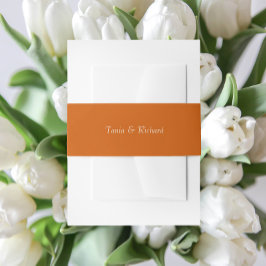 燃えたオレンジシンプル色のスタイル付き名結婚前 招待状ベリーバンド