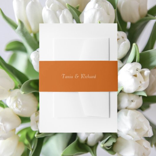 燃えたオレンジシンプル色のスタイル付き名結婚前 招待状ベリーバンド