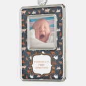 燃えたオレンジパターン(の模様が)ある色のロングホーン模様の写真 シルバープレートフレームオーナメント (左)