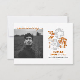 燃えたオレンジレトロビッグナンバークラスの写真 招待状