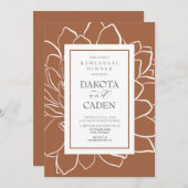 燃えたオレンジ結婚色の多肉食のリハーサル 招待状 (正面/裏面)