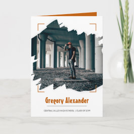 燃えたオレンジ色のエディな抽象芸術ブラシストローク写真 招待状