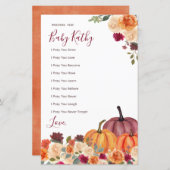 燃えたオレンジ色のカボチャのラブ祈りの言葉ベビーサイン (正面/裏面)