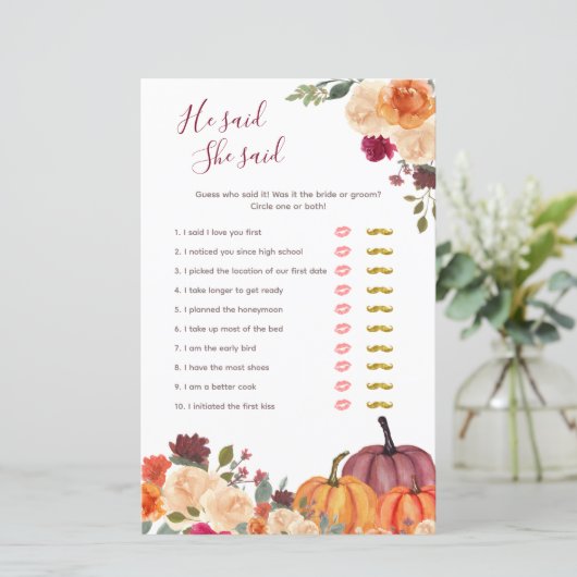 燃えたオレンジ色のカボチャ彼は彼女はゲームカードと言った (スタンド正面)