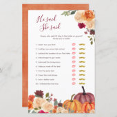 燃えたオレンジ色のカボチャ彼は彼女はゲームカードと言った (正面/裏面)