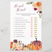 燃えたオレンジ色のカボチャ彼は彼女はゲームカードと言った (正面)