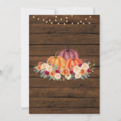 燃えたオレンジ色のカボチャ素朴の木の赤ちゃんシャワー 招待状 (裏面)