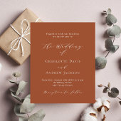 燃えたオレンジ色のスクリプト予算結婚式招待状