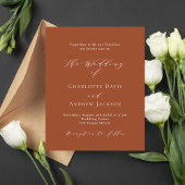 燃えたオレンジ色のスクリプト予算結婚式招待状