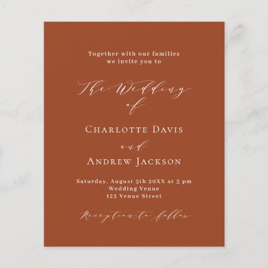 燃えたオレンジ色のスクリプトQRコードRSVP予算結婚の (正面)