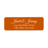燃えたオレンジ色のスタイル結婚化された名前の差出人住所 ラベル (正面)