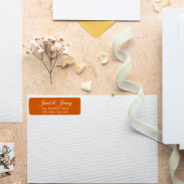 燃えたオレンジ色のスタイル結婚化された名前の差出人住所 ラベル