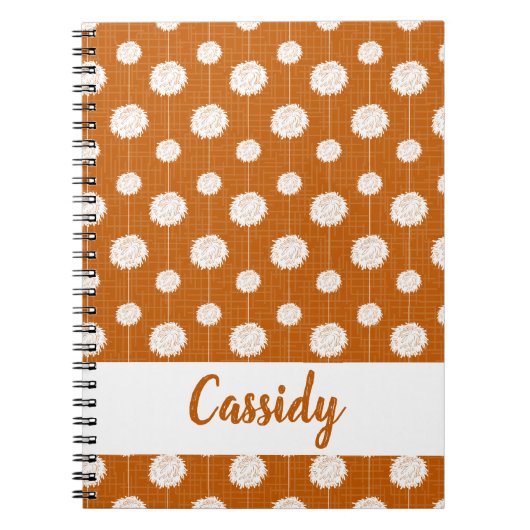 燃えたオレンジ色のチアリーダーpom pomパターン ノートブック (正面)