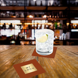 燃えたオレンジ色のテラコッタのビジネスロゴ スクエアペーパーコースター