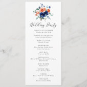 燃えたオレンジ色のネイビー素朴フローラウォーター結婚カラー プログラム (裏面)