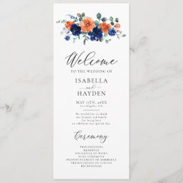 燃えたオレンジ色のネイビー素朴フローラウォーター結婚カラー プログラム