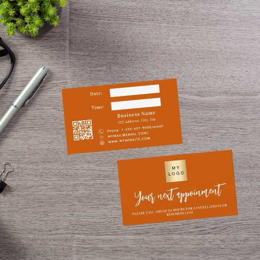 燃えたオレンジ色のビジネスロゴアポイントメントカード 割引カード