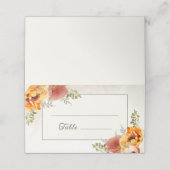 燃えたオレンジ色のフローラ結婚披露宴 プレイスカード (外部開封)