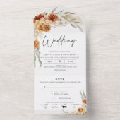 燃えたオレンジ色のボホフローラ結婚すべて オールインワン招待状 (内側)
