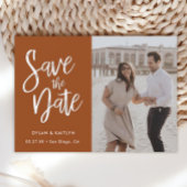 燃えたオレンジ色のミニマル写真日付を保存 案内状