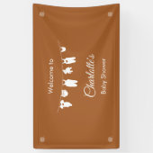 燃えたオレンジ色のミニマル男女兼用主義のベビースシャワー 横断幕 (縦)