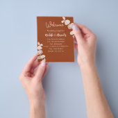 燃えたオレンジ色のユーカリ結婚式プログラム予算 チラシ (手)