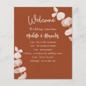 燃えたオレンジ色のユーカリ結婚式プログラム予算 チラシ (正面)