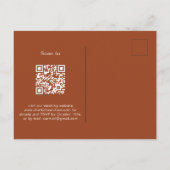 燃えたオレンジ色のユーカリQRコード詳細結婚ズ インビテーションポストカード (裏面)