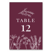 燃えたオレンジ色のワイルドフラワーテーブルカード番号 テーブルナンバー (裏面)