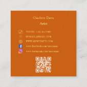 燃えたオレンジ色の写真QRコードのソーシャルメディア スクエア名刺 (裏面)