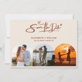 燃えたオレンジ色の写真QRコードエレガントな結婚式 セーブザデート (正面)