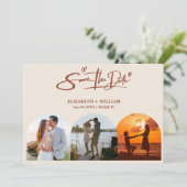 燃えたオレンジ色の写真QRコードエレガントな結婚式 セーブザデート (スタンド正面)