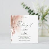 燃えたオレンジ色の森の緑の水結婚色 招待状 (スタンド正面)