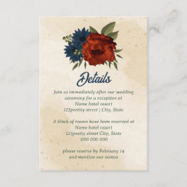 燃えたオレンジ色の海軍結婚の花 エンクロージャーカード