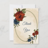 燃えたオレンジ色の海軍結婚の花 サンキューカード (正面)