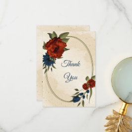 燃えたオレンジ色の海軍結婚の花 サンキューカード